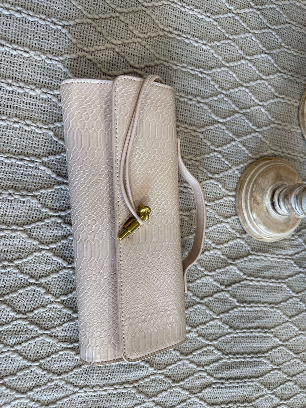 Marshall Cream Textured Clutch with Gold Accent